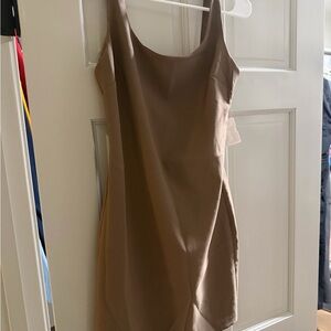 Elegant Tan Sleeveless Dress